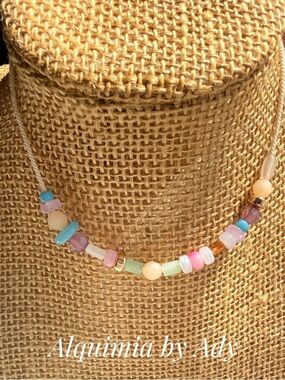 Alquimia Pastel Seed Bead Necklace with Gold Accents